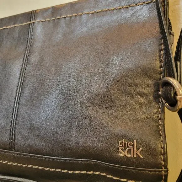 THE SAK Iris Purse Black Leather 3-Way Demi Clutch Adjustable Crossbody Bag - Picture 4 of 12